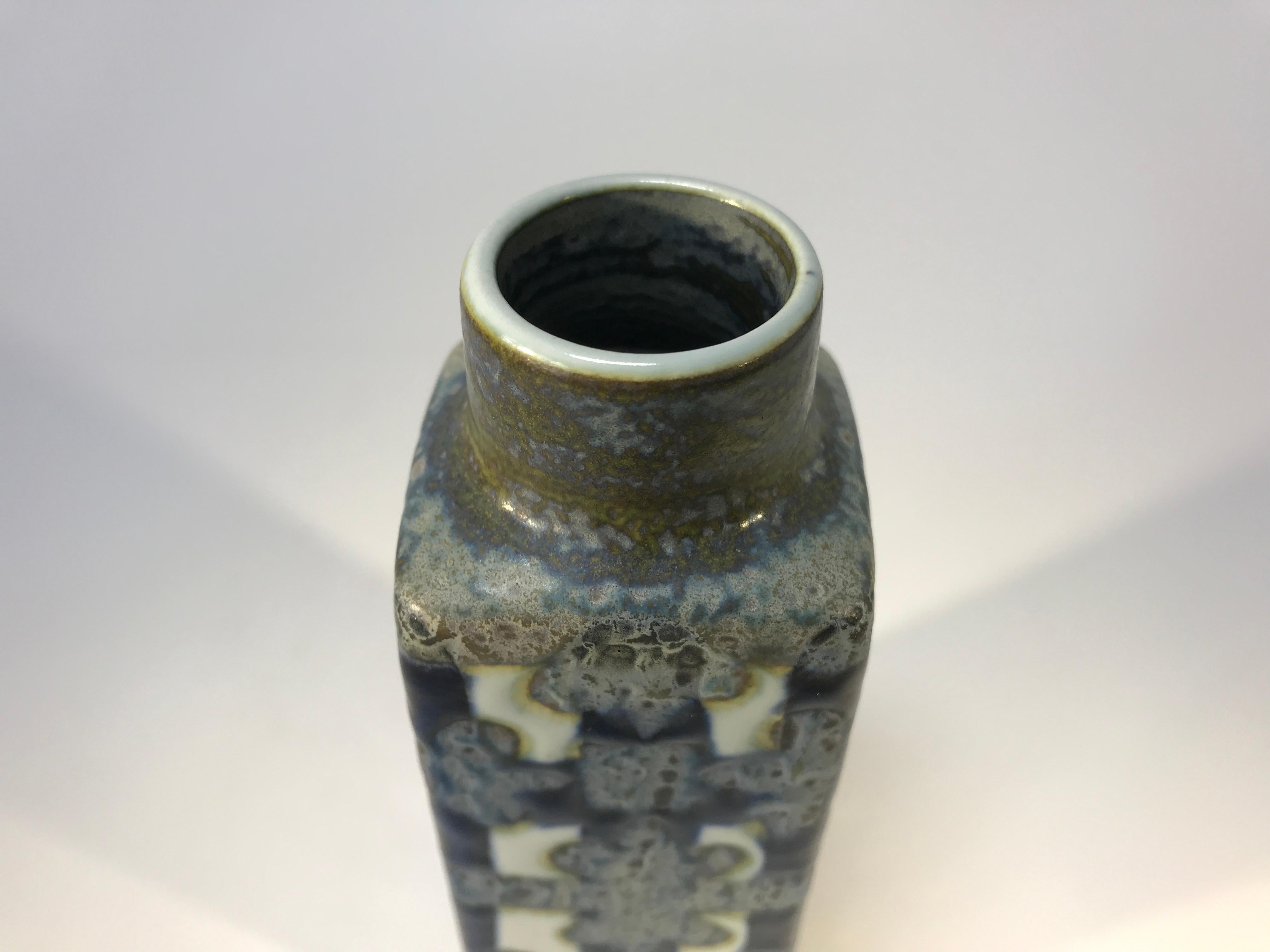 Nils Thorsson for Royal Copenhagen 1960 Ceramic Blue Grey Glazed Baca Vase  #3258 at 1stDibs
