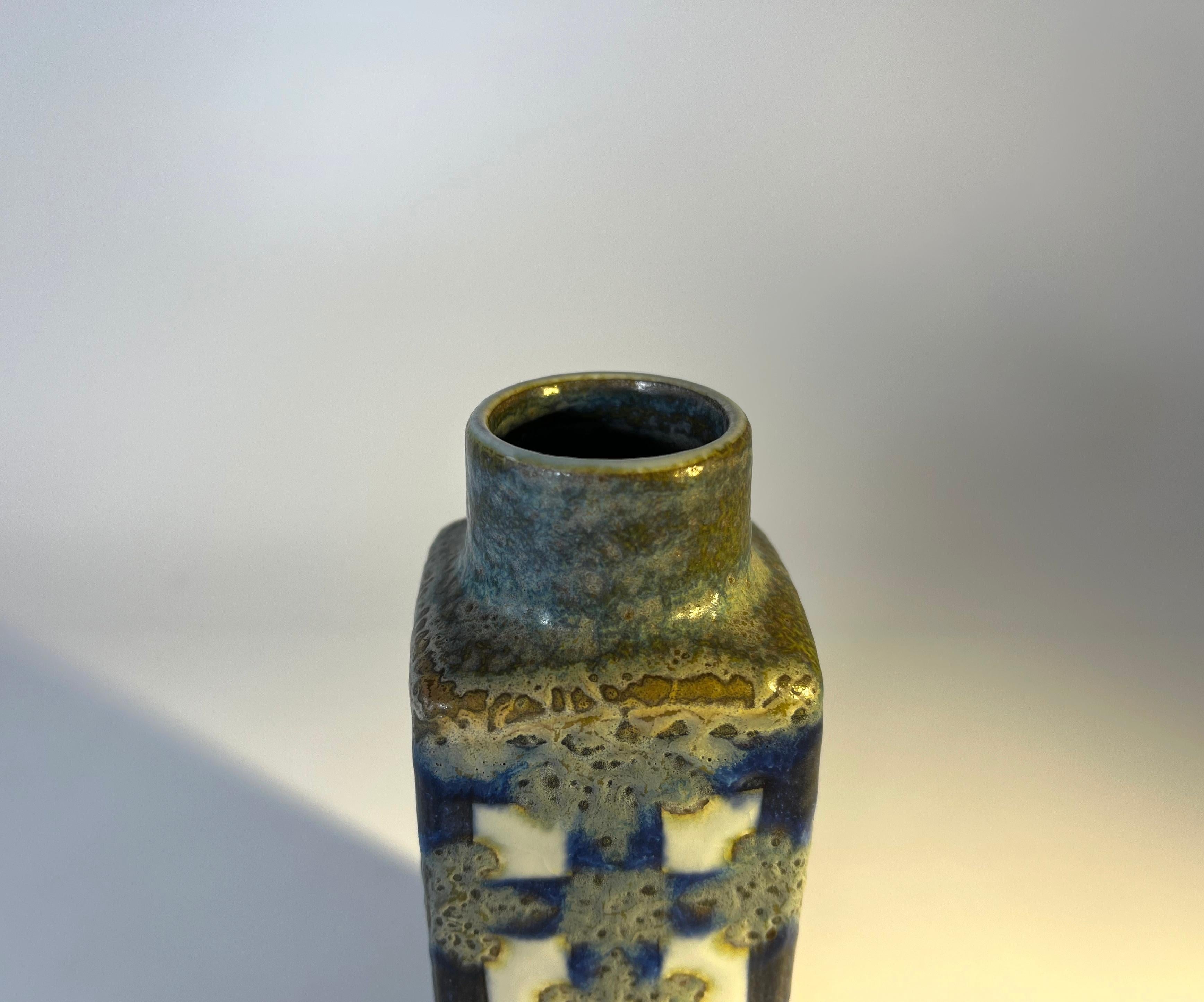 Nils Thorsson for Royal Copenhagen 1960 Ceramic Blue Grey Glazed Baca Vase #3258 2