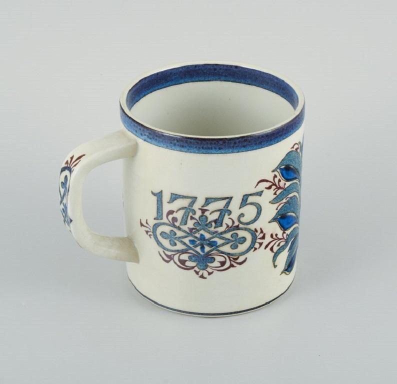 Swedish Nils Thorsson for Royal Copenhagen, Anniversary mug in earthenware, 1775-1975 For Sale