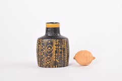 Nils Thorsson para Royal Copenhagen Jarrón Baca Negro Amarillo, Danés Años 70