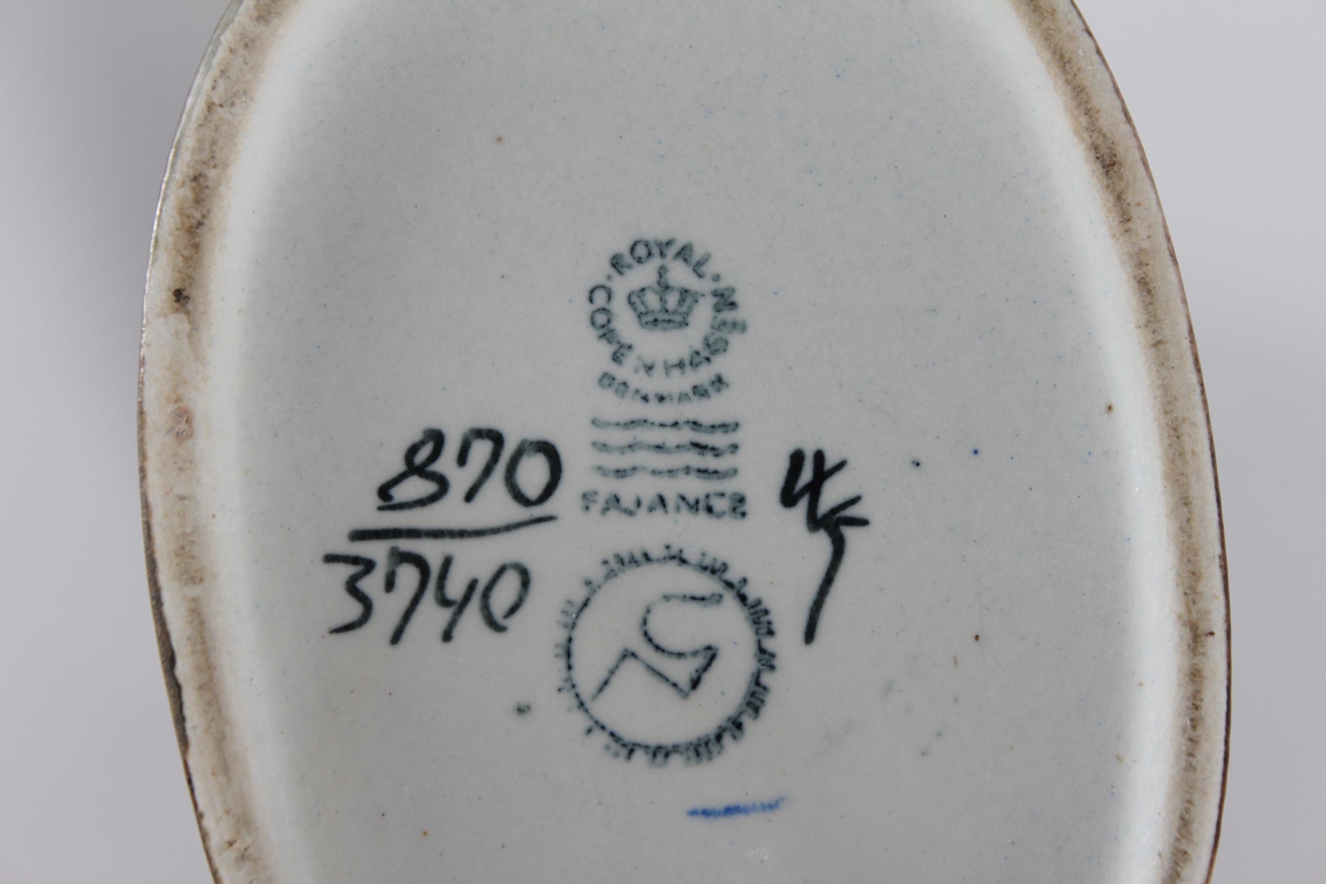 Nils Thorsson for Royal Copenhagen BACA Oval Faience Vase Danish Ceramic 1975-79 For Sale 2
