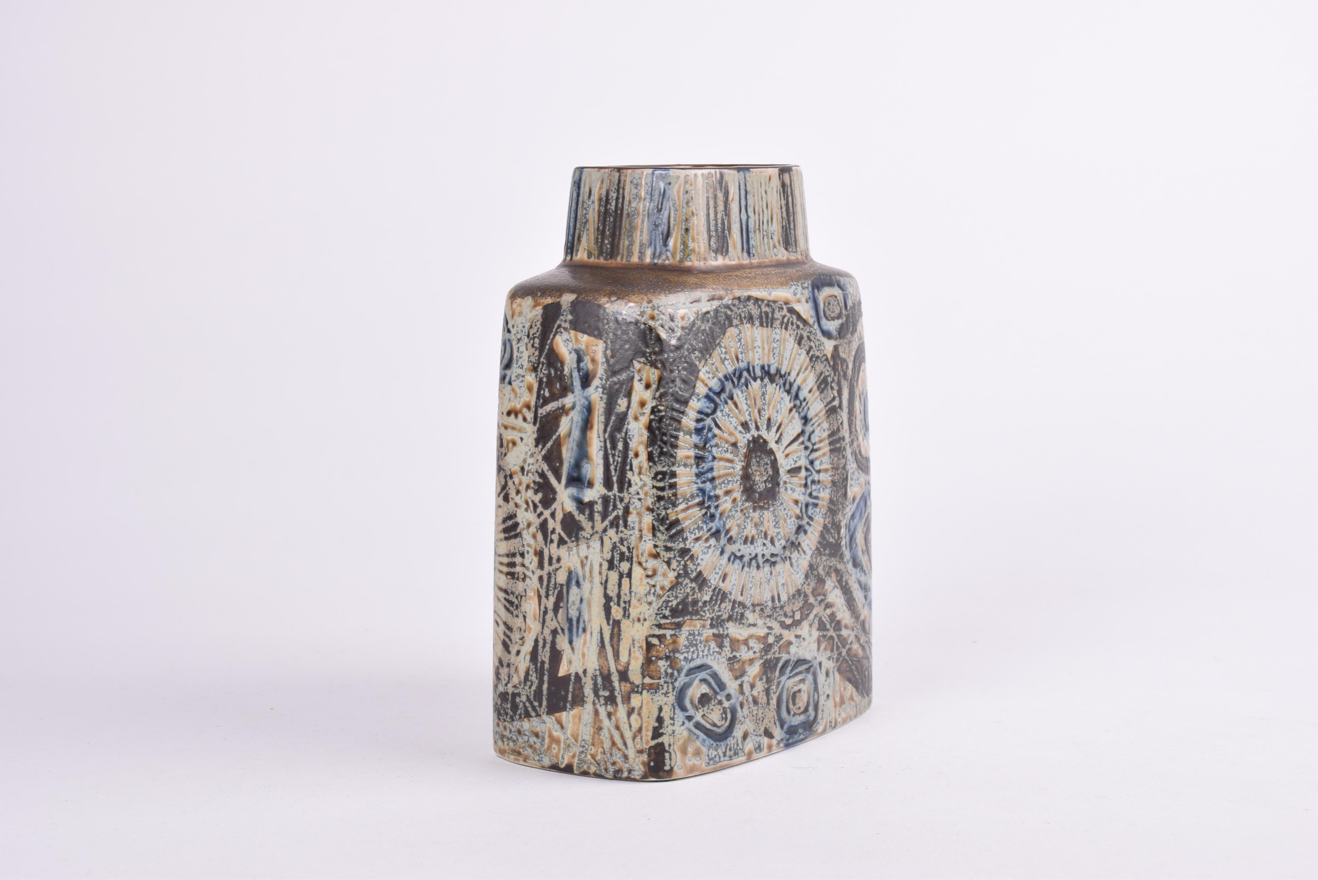 Mid-Century Modern Nils Thorsson for Royal Copenhagen Baca Vase Brown Abstract Decor Danish Modern