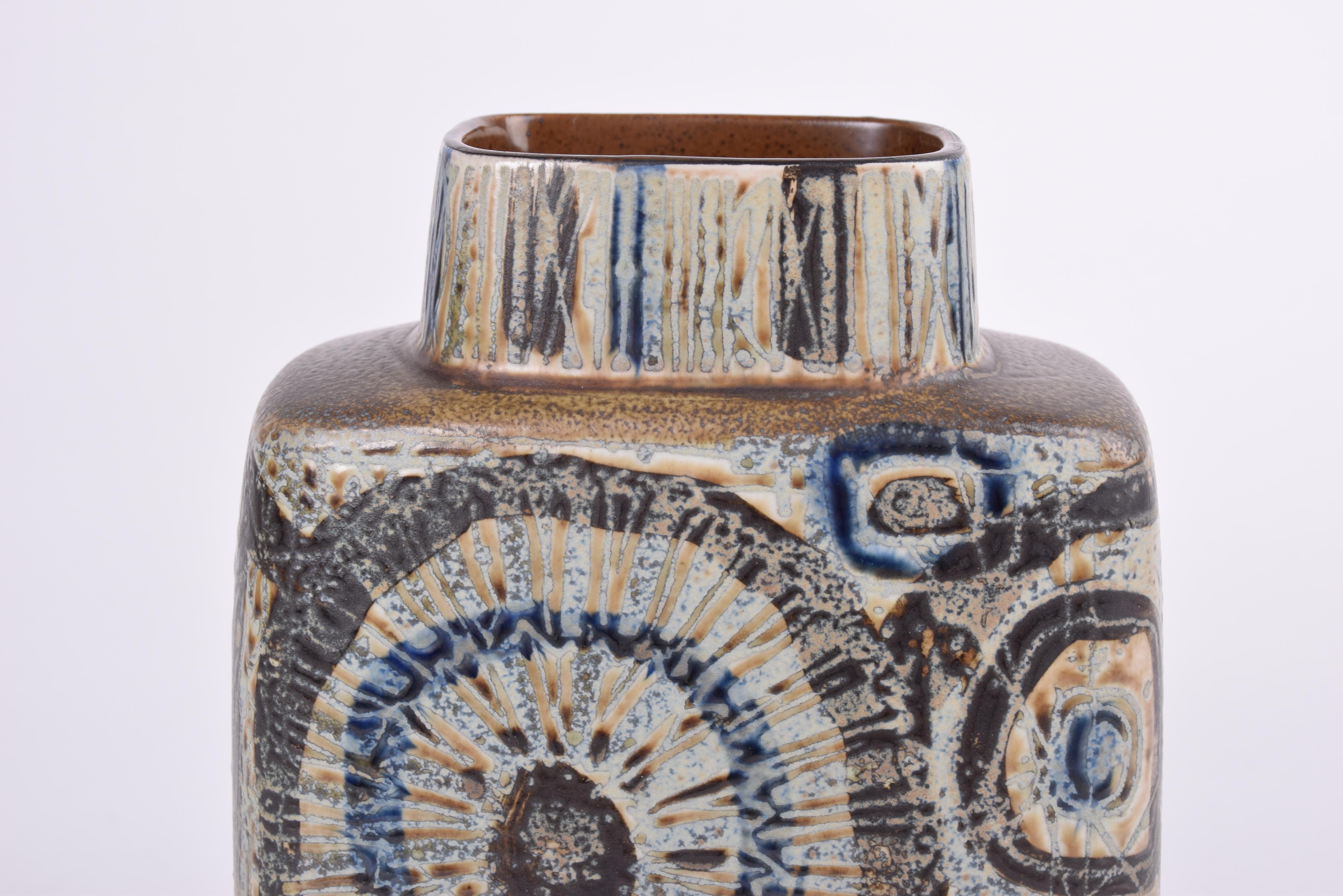 Ceramic Nils Thorsson for Royal Copenhagen Baca Vase Brown Abstract Decor Danish Modern