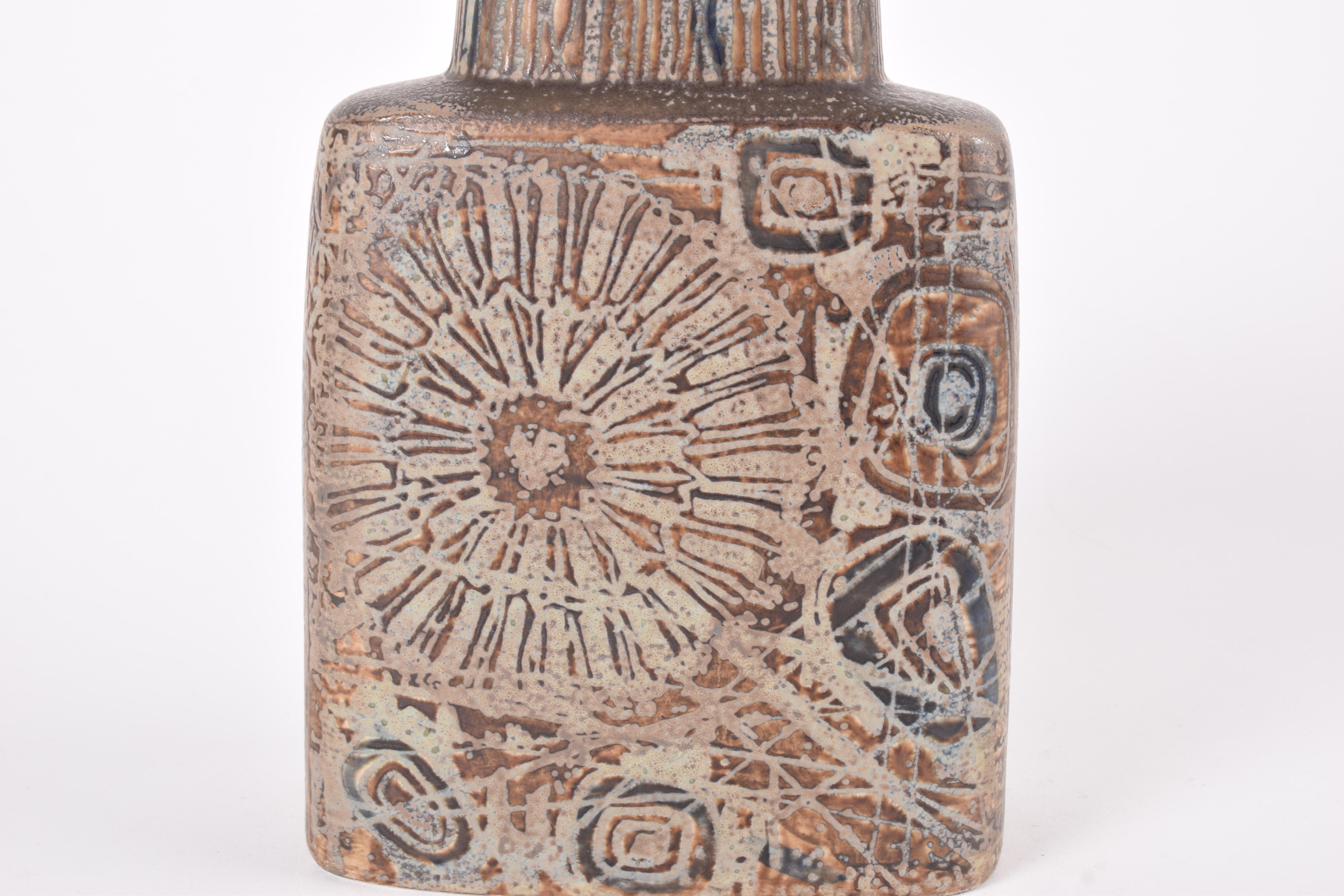 Ceramic Nils Thorsson for Royal Copenhagen Baca Vase Brown Abstract Decor Danish Modern For Sale
