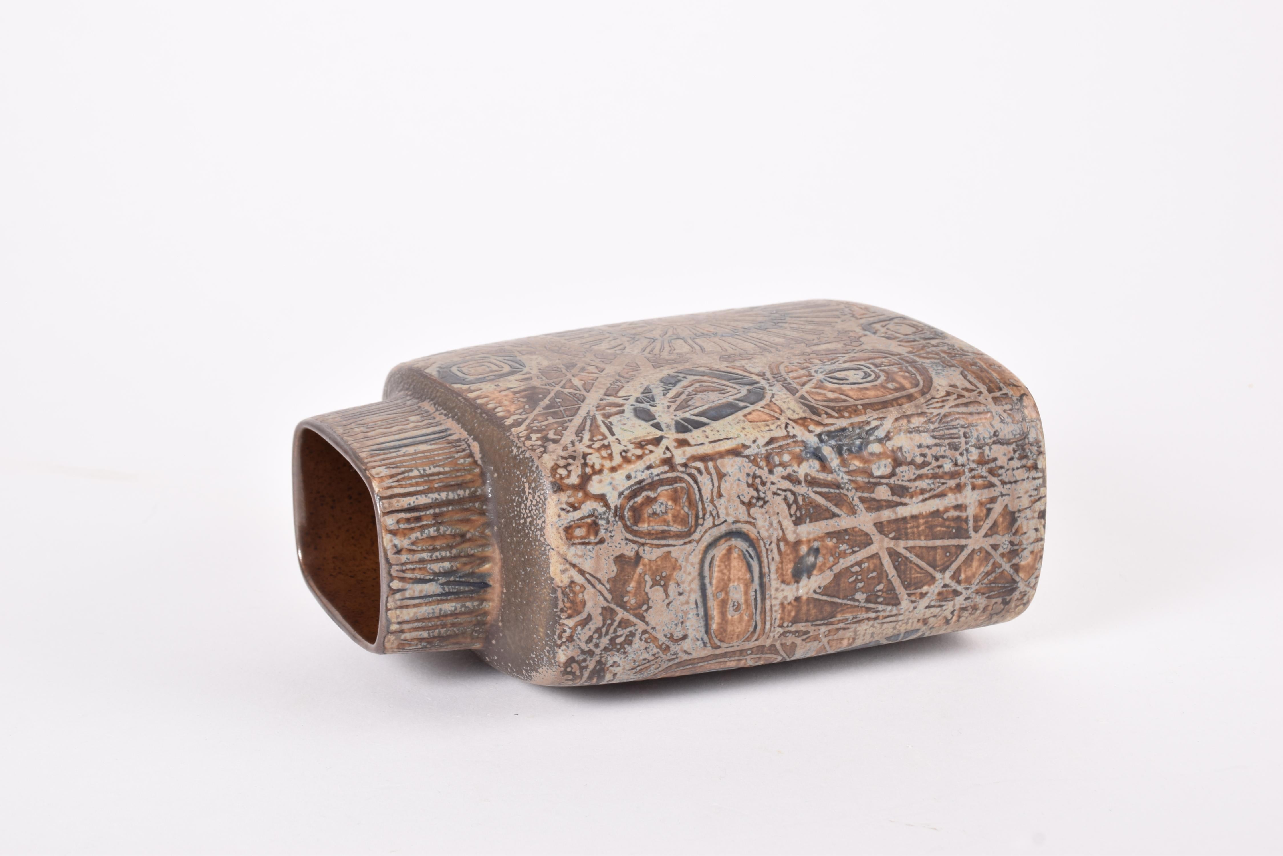 Nils Thorsson per Royal Copenhagen Vaso Baca Marrone Abstract Decor Modern-Decor Danese in vendita 1