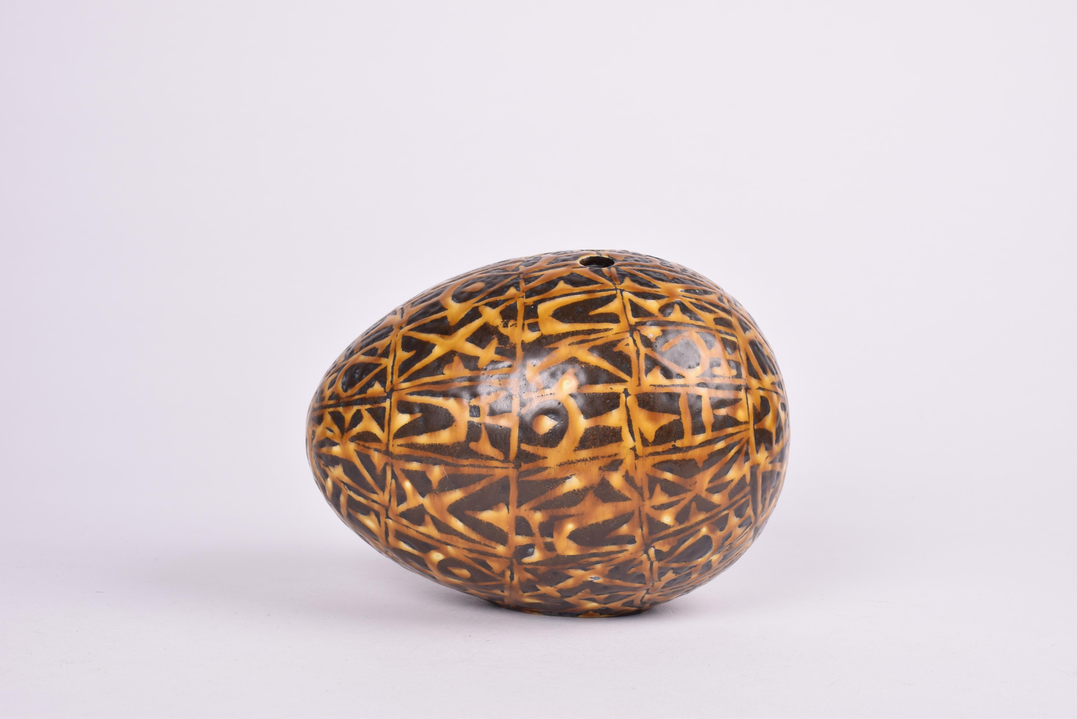 This is a very rare large sized egg shaped vase designed by Nils Thorsson for the Royal Copenhagen 