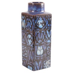 Nils Thorsson for Royal Copenhagen Blue Baca Vase Abstract, Danish Ceramic 1970s
