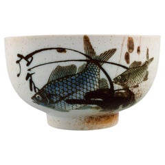 Nils Thorsson for Royal Copenhagen, Bowl in Glazed Faience with Fish Motifs