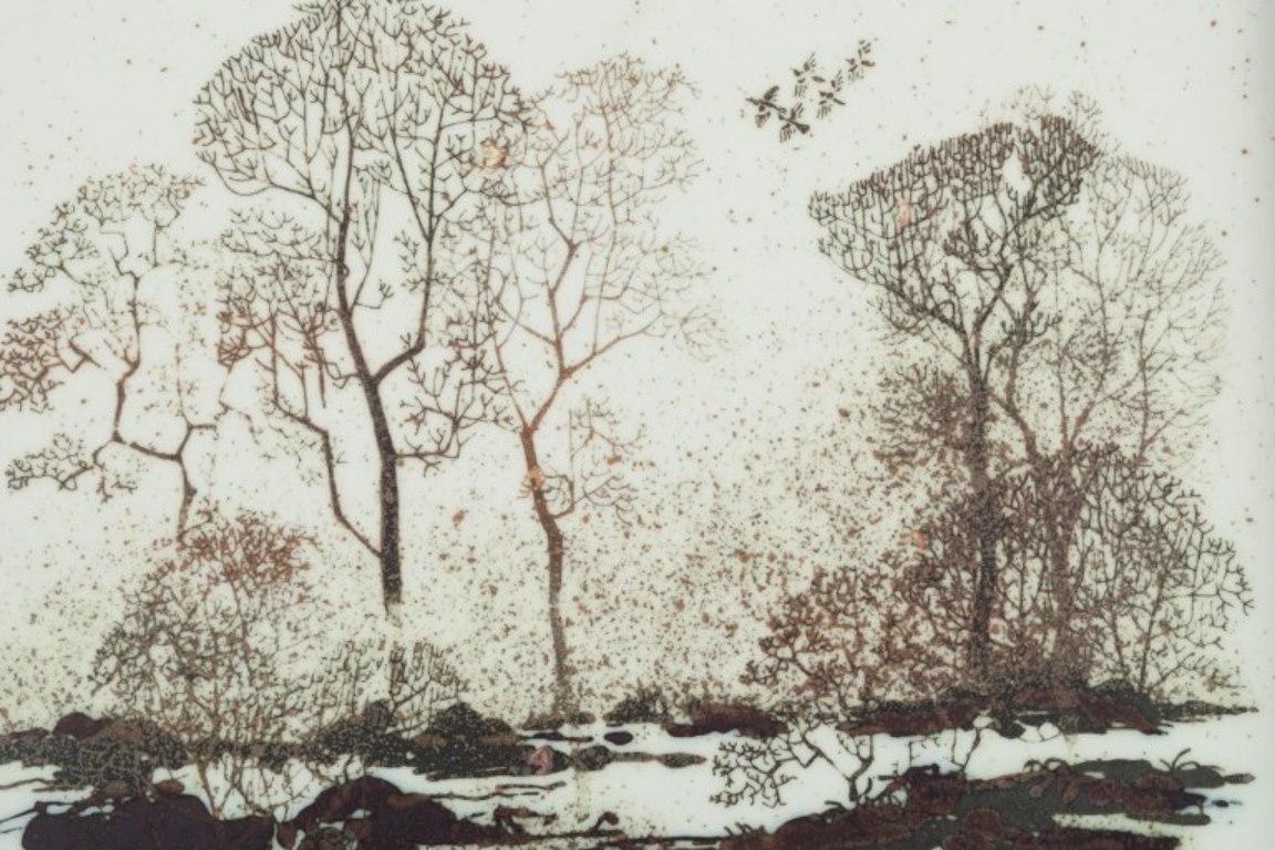 Nils Thorsson für Royal Copenhagen. Keramiktablett mit Landschaftsmotiv aus Keramik. (Dänisch) im Angebot