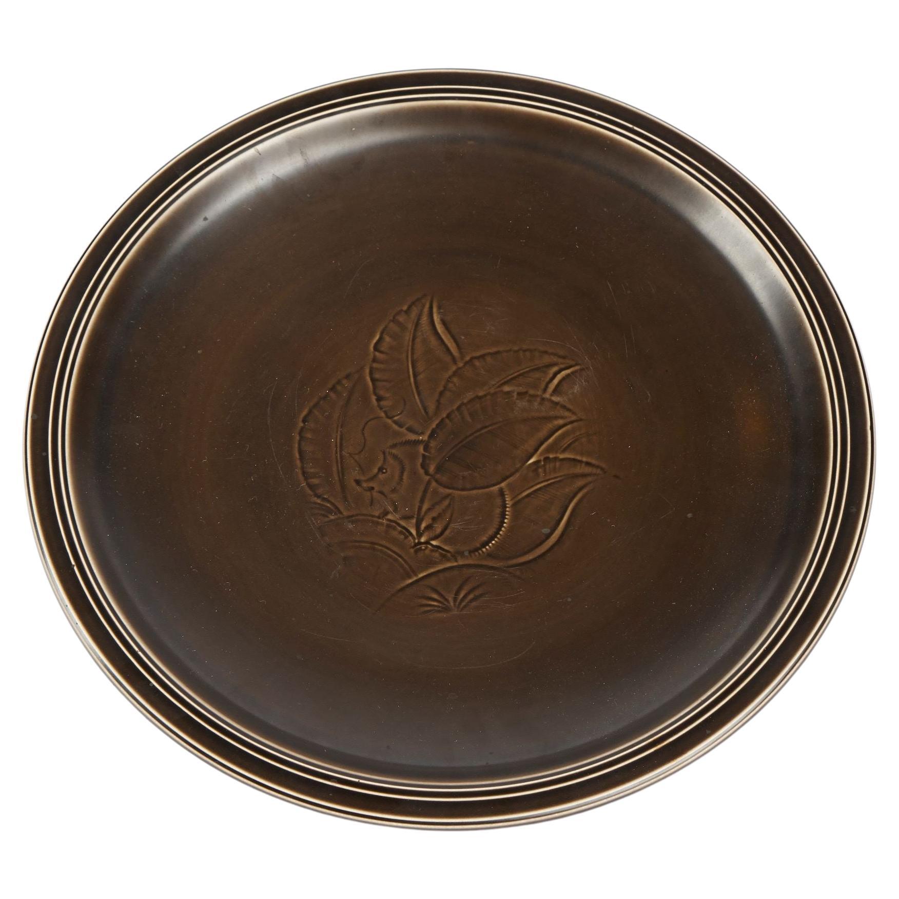 Nils Thorsson per Royal Copenhagen, Grande caricatore in ceramica smaltata marrone, 1930 ca. in vendita