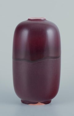 Nils Thorsson for Royal Copenhagen. Large unique ceramic vase. Oval shape.