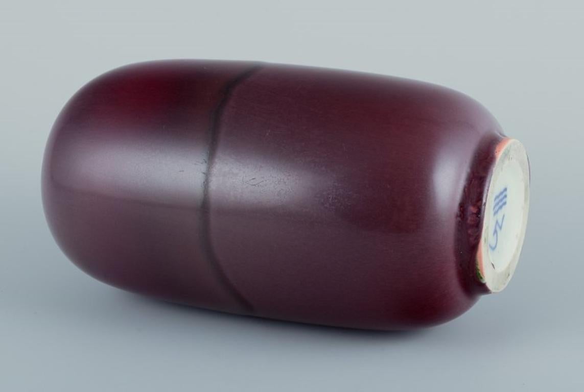 Ceramic Nils Thorsson for Royal Copenhagen. Large unique ceramic vase. Oval shape. For Sale