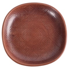 Nils Thorsson pour Royal Copenhagen "Marselis" Grand plat carré Brown, années 1950 