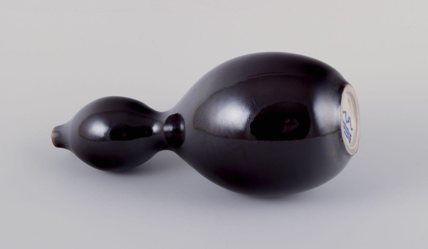 Danish Nils Thorsson for Royal Copenhagen. Unique stoneware vase, double gourd-shaped. For Sale