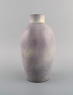Nils Thorsson for Royal Copenhagen, Vase in Glazed Ceramics with Leaf Decoration
