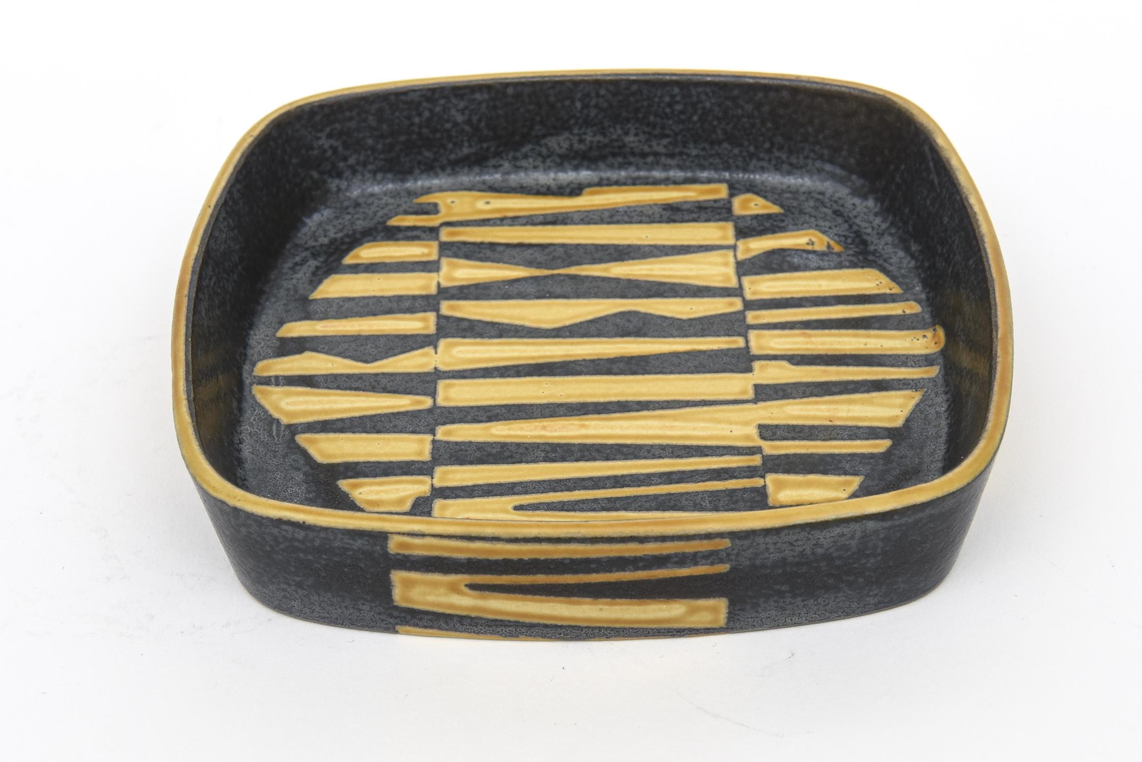 Danish Nils Thorsson For Royal Copenhagen Vintage Geometric Glazed Ceramic Bowl