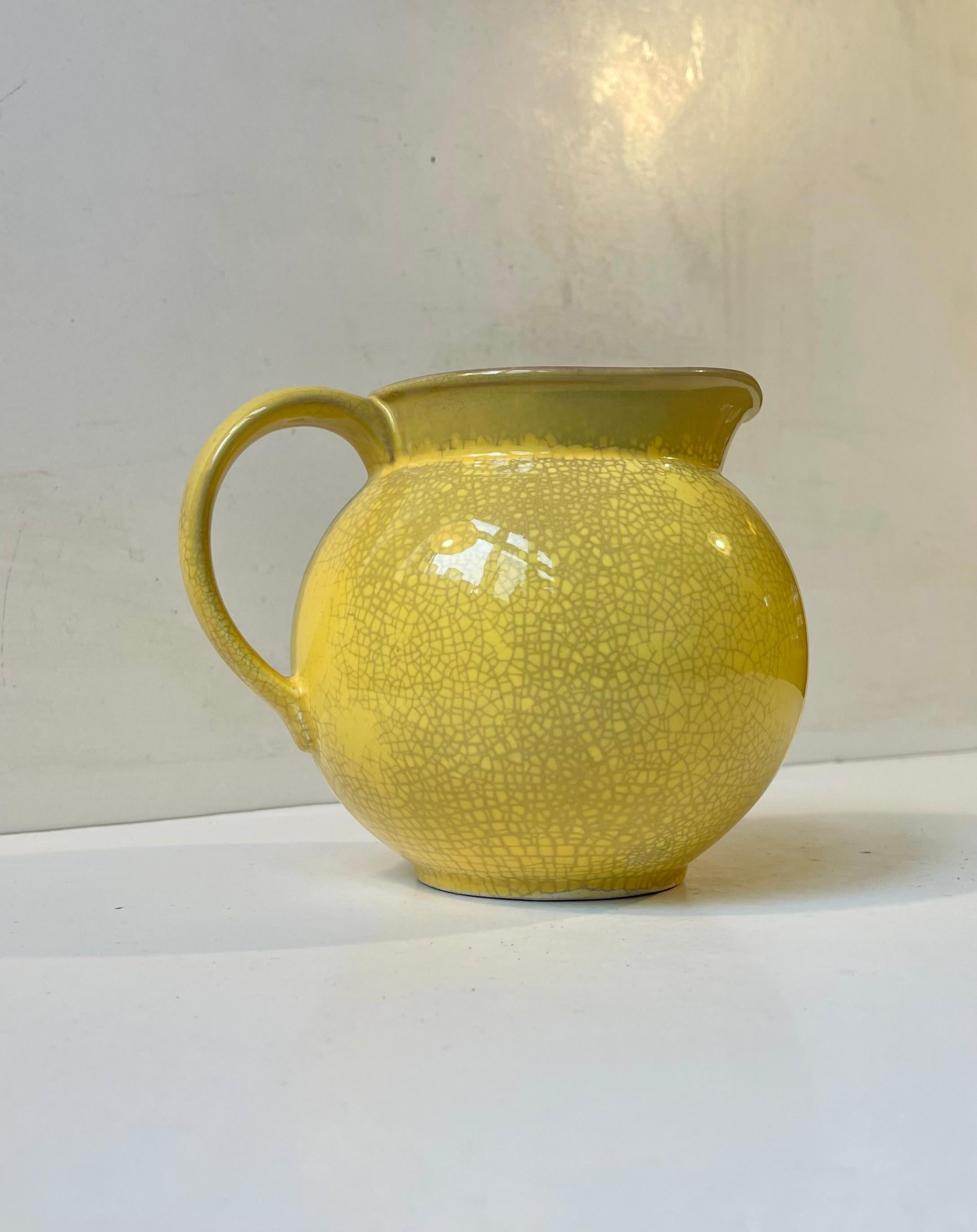 Mid-Century Modern Nils Thorsson Glazed Yellow Funkis Jug for Aluminia, 1940s For Sale