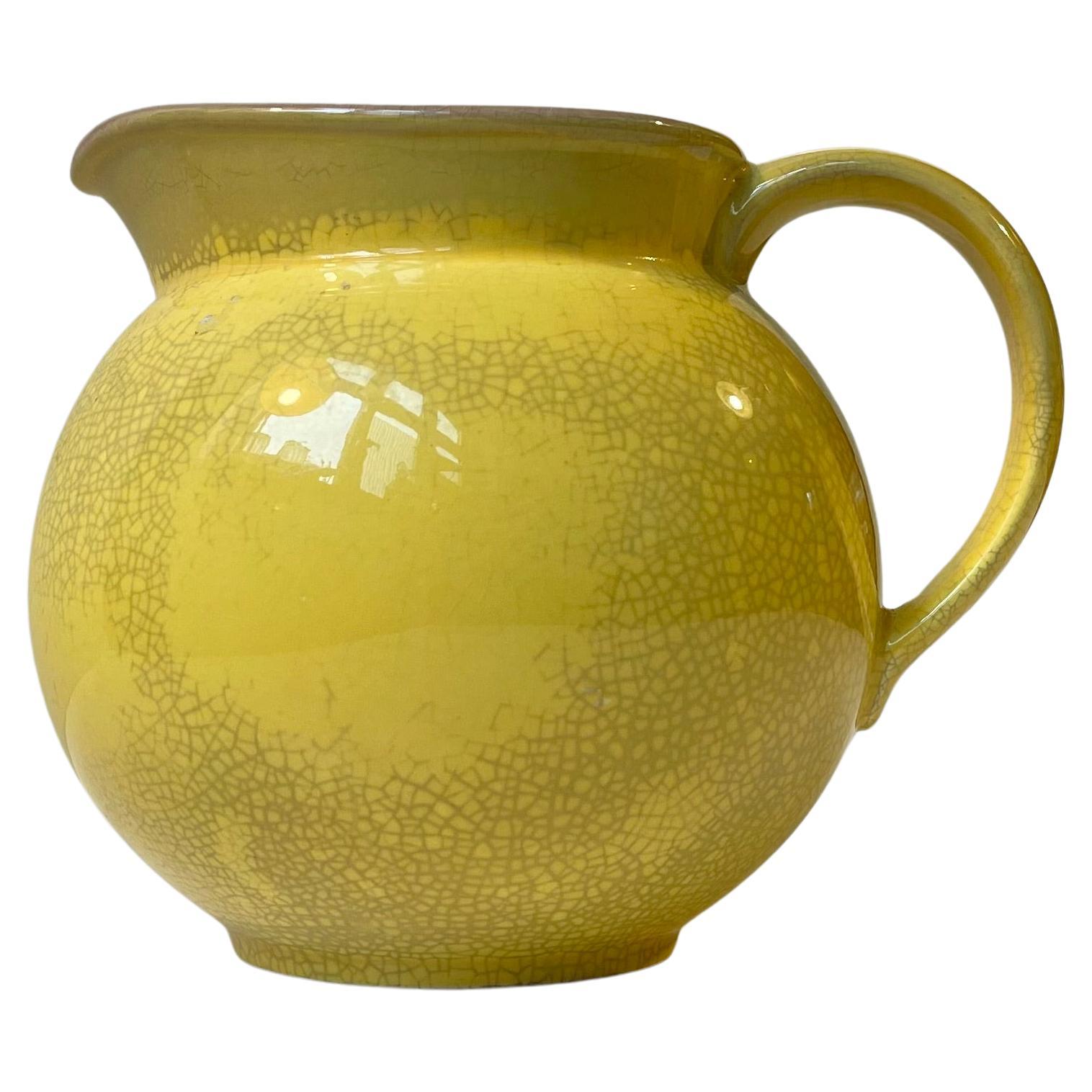 Nils Thorsson Glazed Yellow Funkis Jug for Aluminia, 1940s