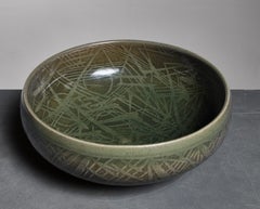 Nils Thorsson Green Ceramic Bowl for Royal Copenhagen, 1950s