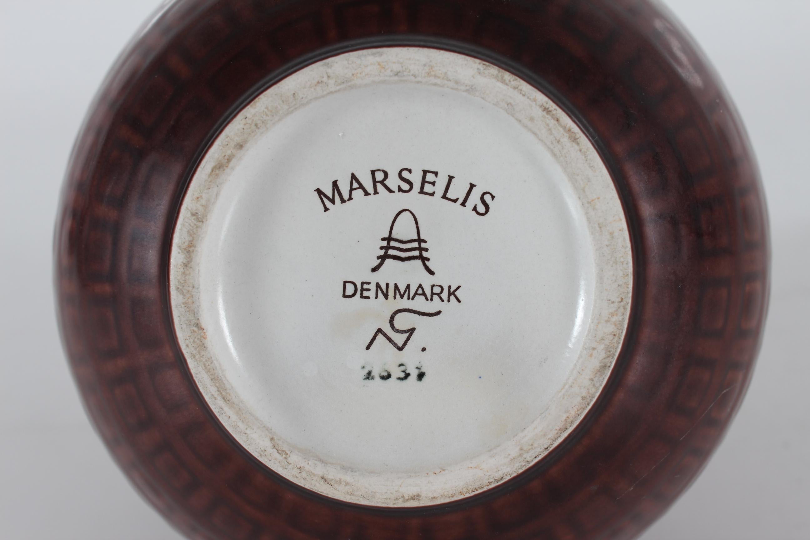 Mid-20th Century Nils Thorsson Marselis Vase for Aluminia Royal Copenhagen Maroon Brown 1950 DK For Sale