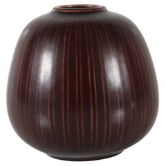 Nils Thorsson Marselis Vase for Aluminia Royal Copenhagen Maroon Brown 1950 DK