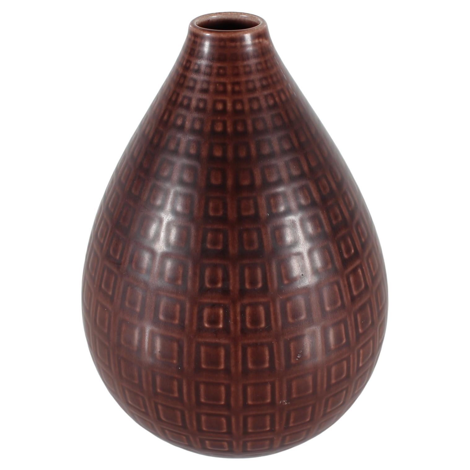 Nils Thorsson Marselis Vase for Aluminia Royal Copenhagen Maroon Brown 1950 DK For Sale