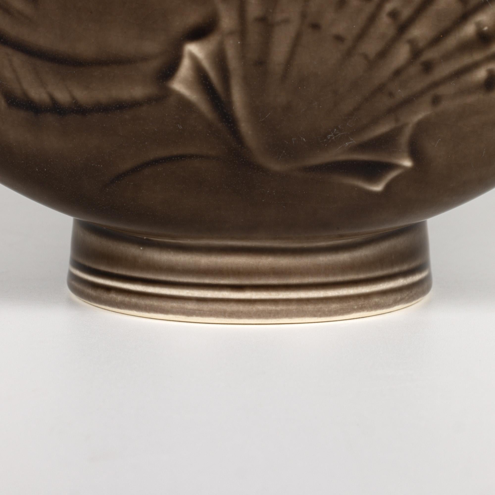 Mid-Century Modern Nils Thorsson Royal Copenhagen Danish Aluminia Faience Solberg Vase For Sale
