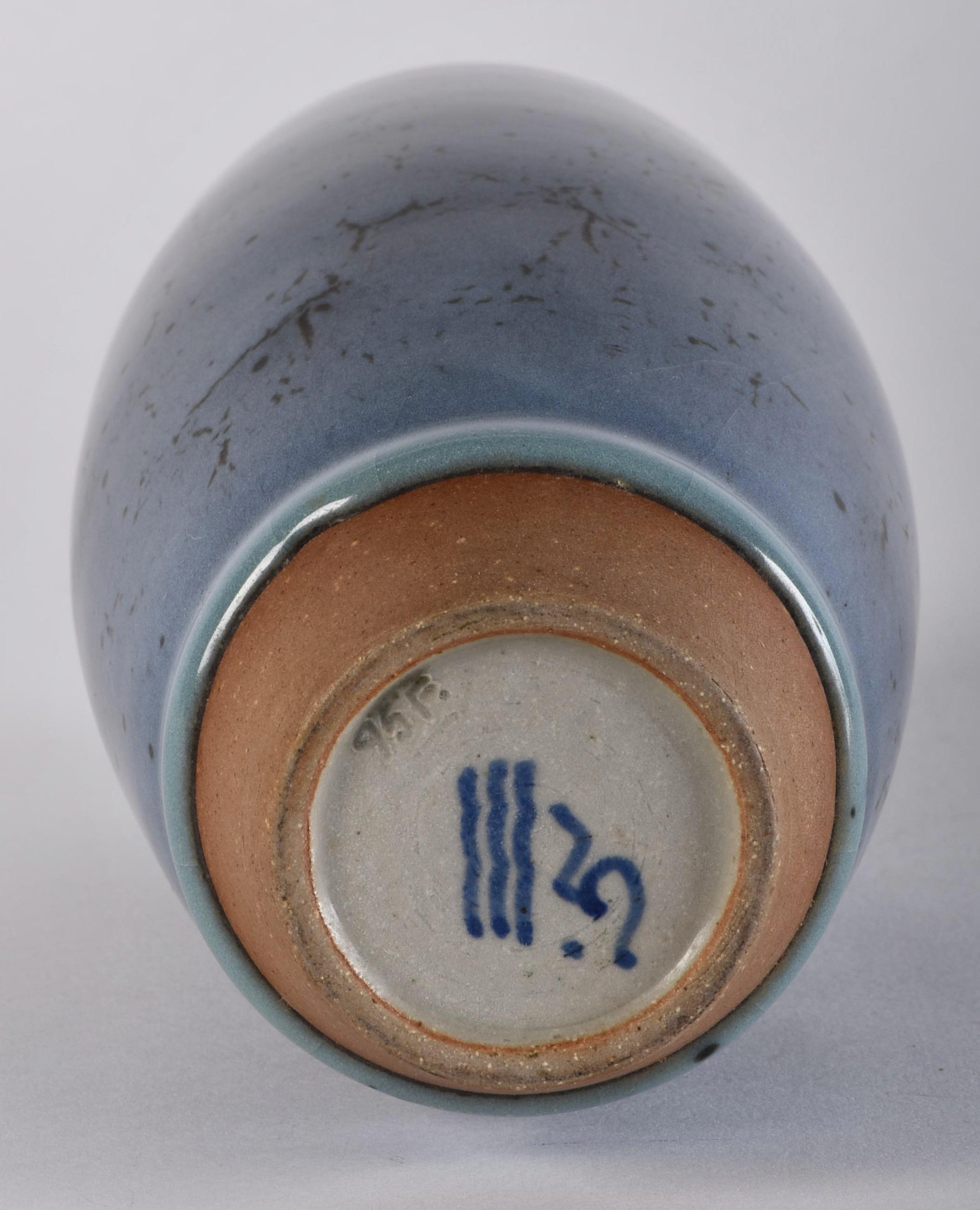 20th Century Nils Thorsson Royal Copenhagen Faience Studio Pottery Vase  For Sale