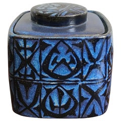 Vintage Nils Thorsson Scandinavian Blue Ceramic Box for Royal Copenhagen, 1960s