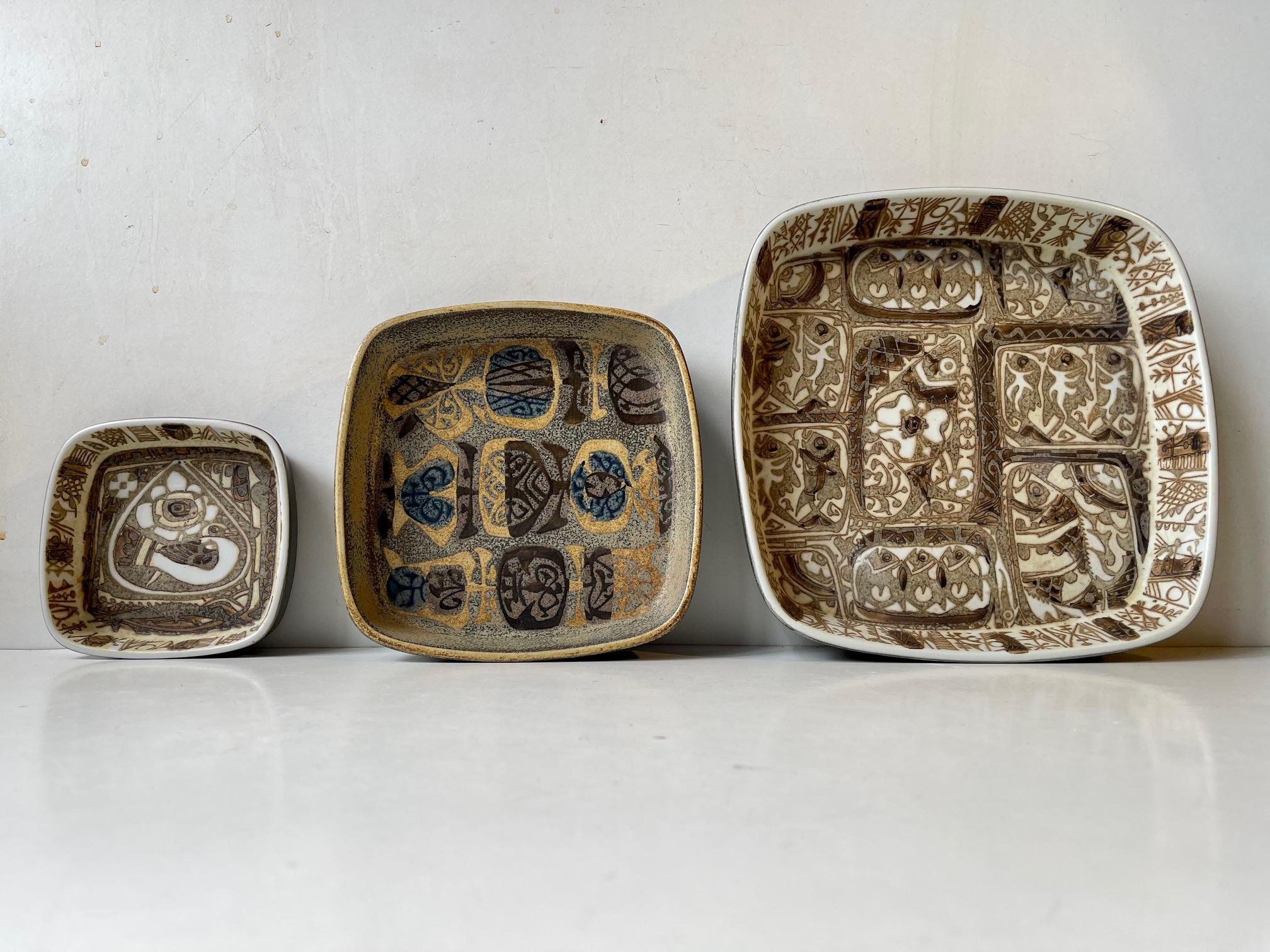 Nils Thorsson Trio of Ceramic Bowls for Royal Copenhagen, 1970s In Good Condition In Esbjerg, DK