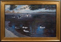 Nils Tirén Goldeneye Ducks 1919 Oil Painting Swedish Wildlife Art
