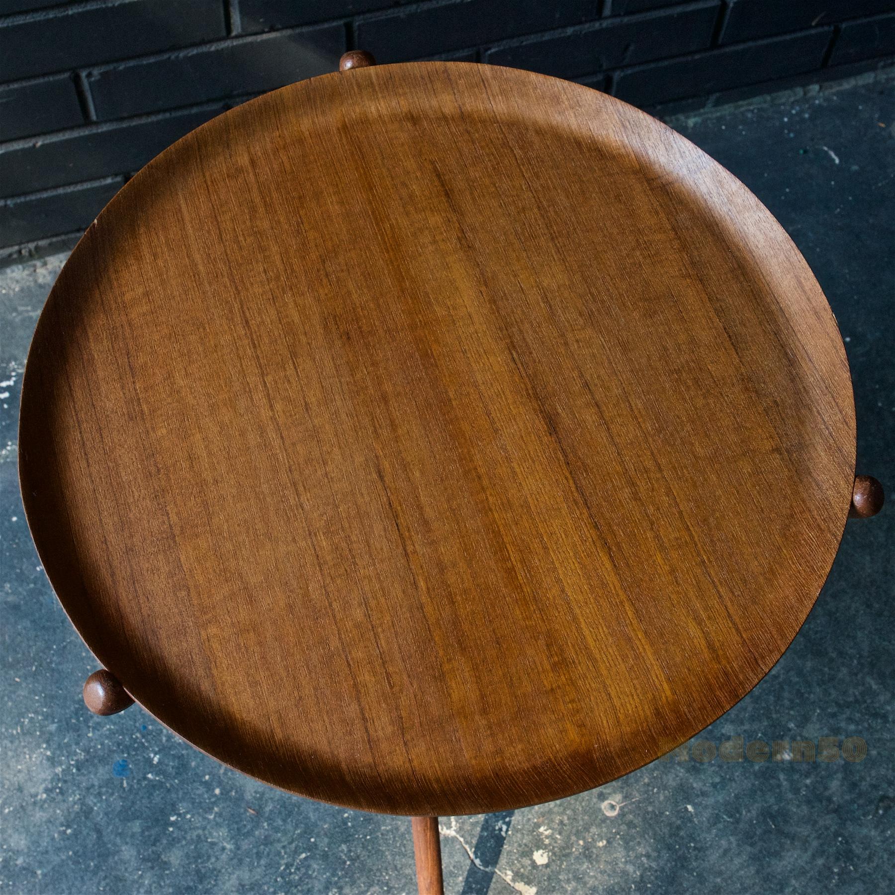 Swedish Nils Trautner Teak Tripod Tray Table Midcentury Serving Picnic Pool Campaign
