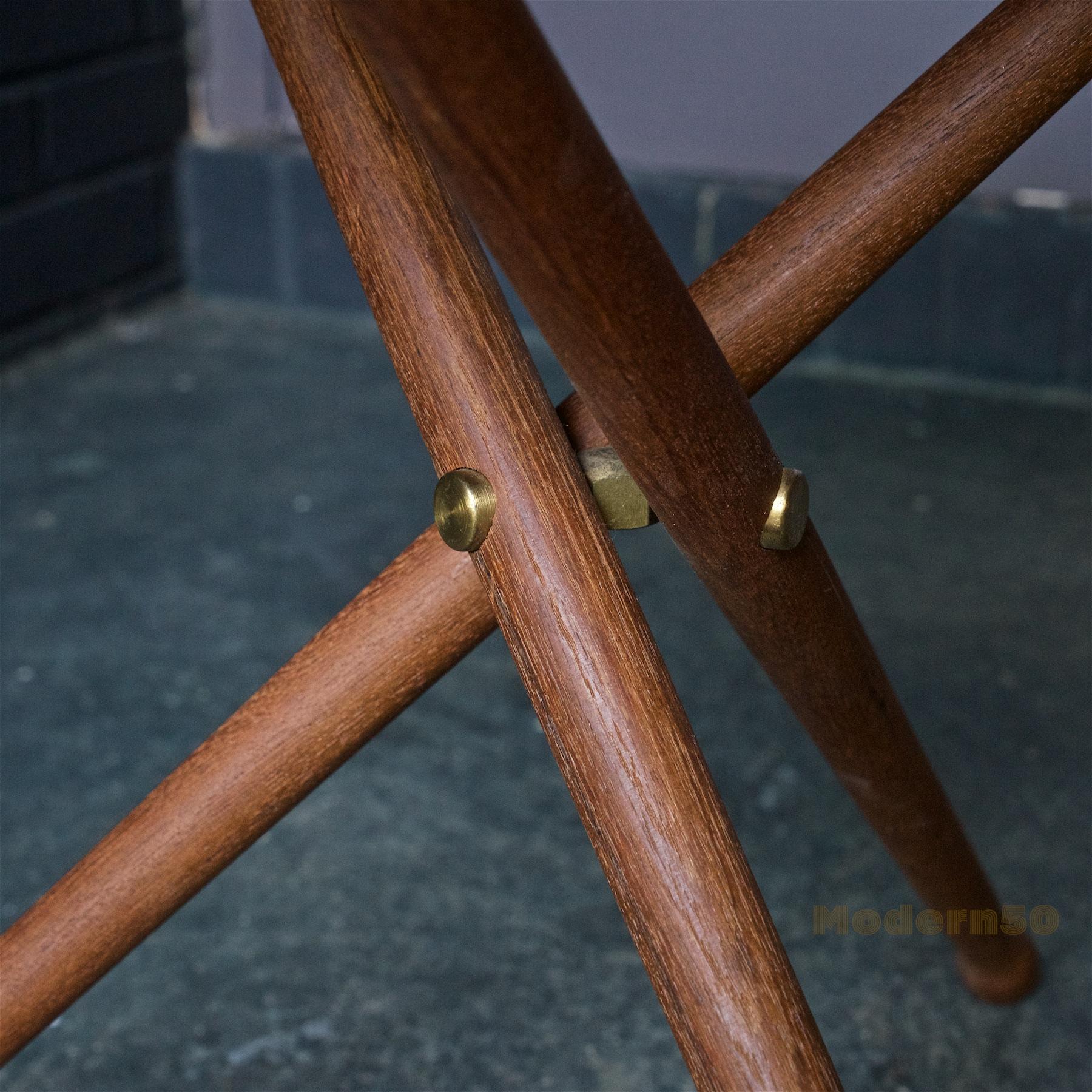 Hand-Crafted Nils Trautner Teak Tripod Tray Table Midcentury Serving Picnic Pool Campaign
