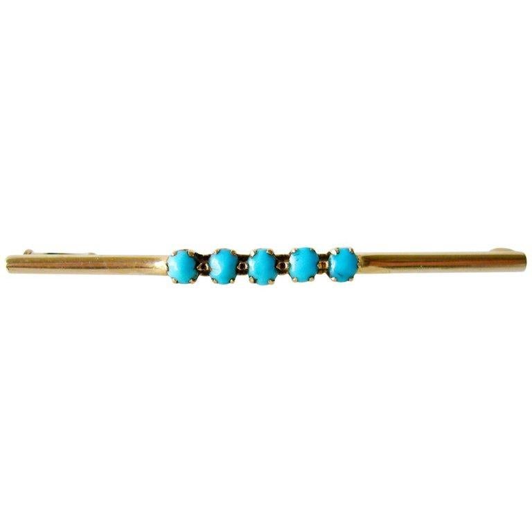 Bead Nils Westerback 14K Gold Finnish Modernist Persian Turquoise Pin