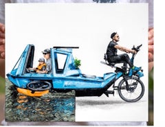 Zeitgenössische Amsterdam Radfahrer Projekt Schablone Street Art Pop Niederländisch Bootbike