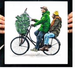Contemporary Amsterdam cyclist project stencil street art pop Dutch tree