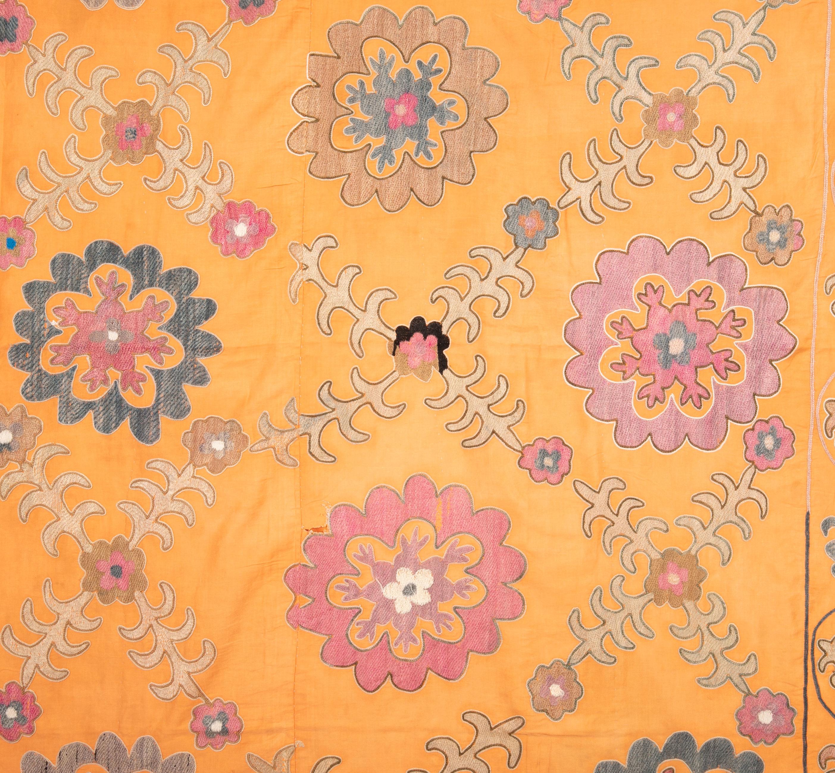 Embroidered Nim Suzani from Uzbekistan, Central Asia, Mid-20th Century