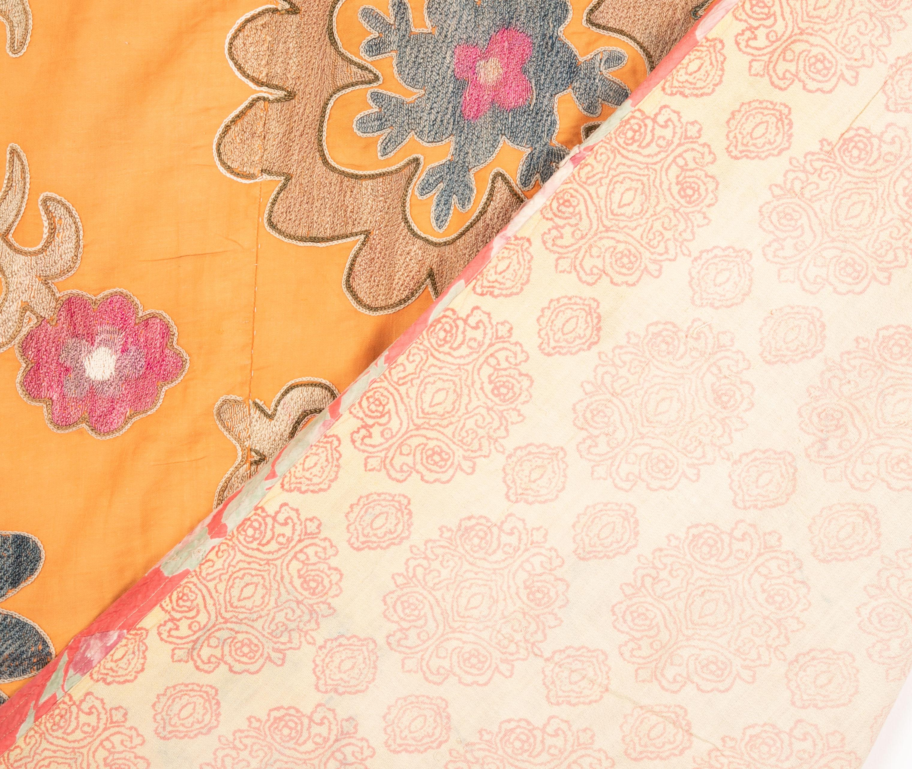 Silk Nim Suzani from Uzbekistan, Central Asia, Mid-20th Century