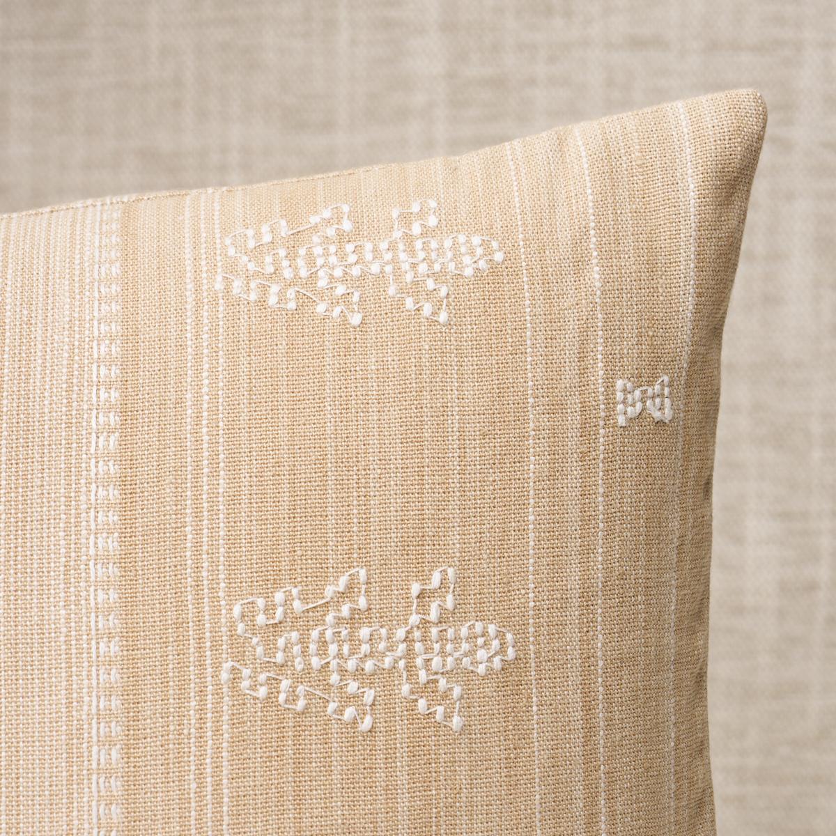 This pillow features Nima Embroidered Cotton Linen with a knife edge finish.