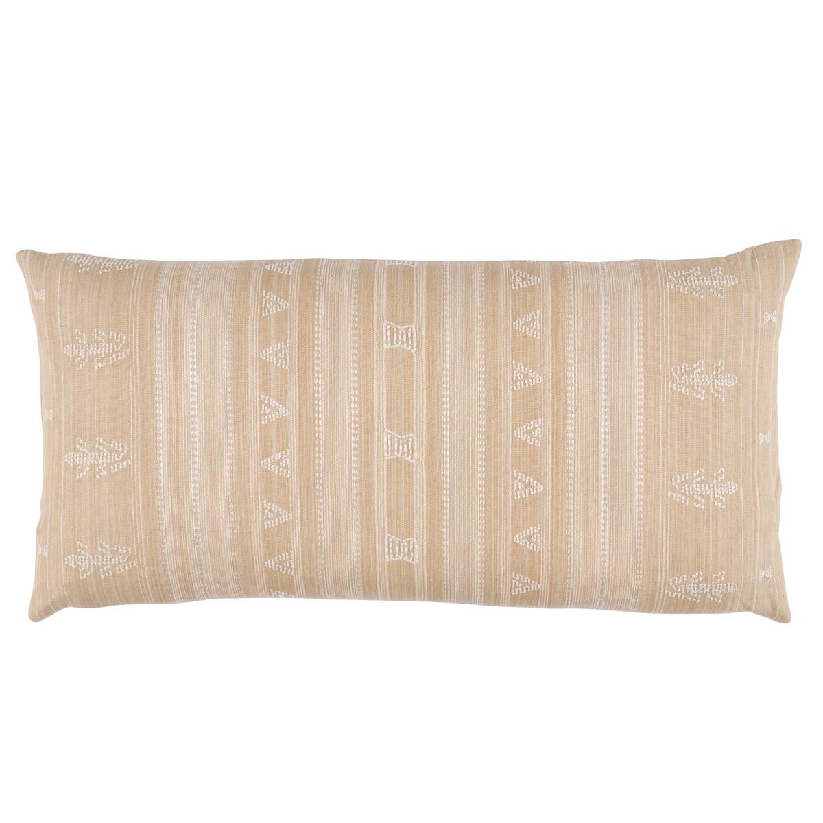 Nima Embroidered Pillow in Tan 24 x 12"