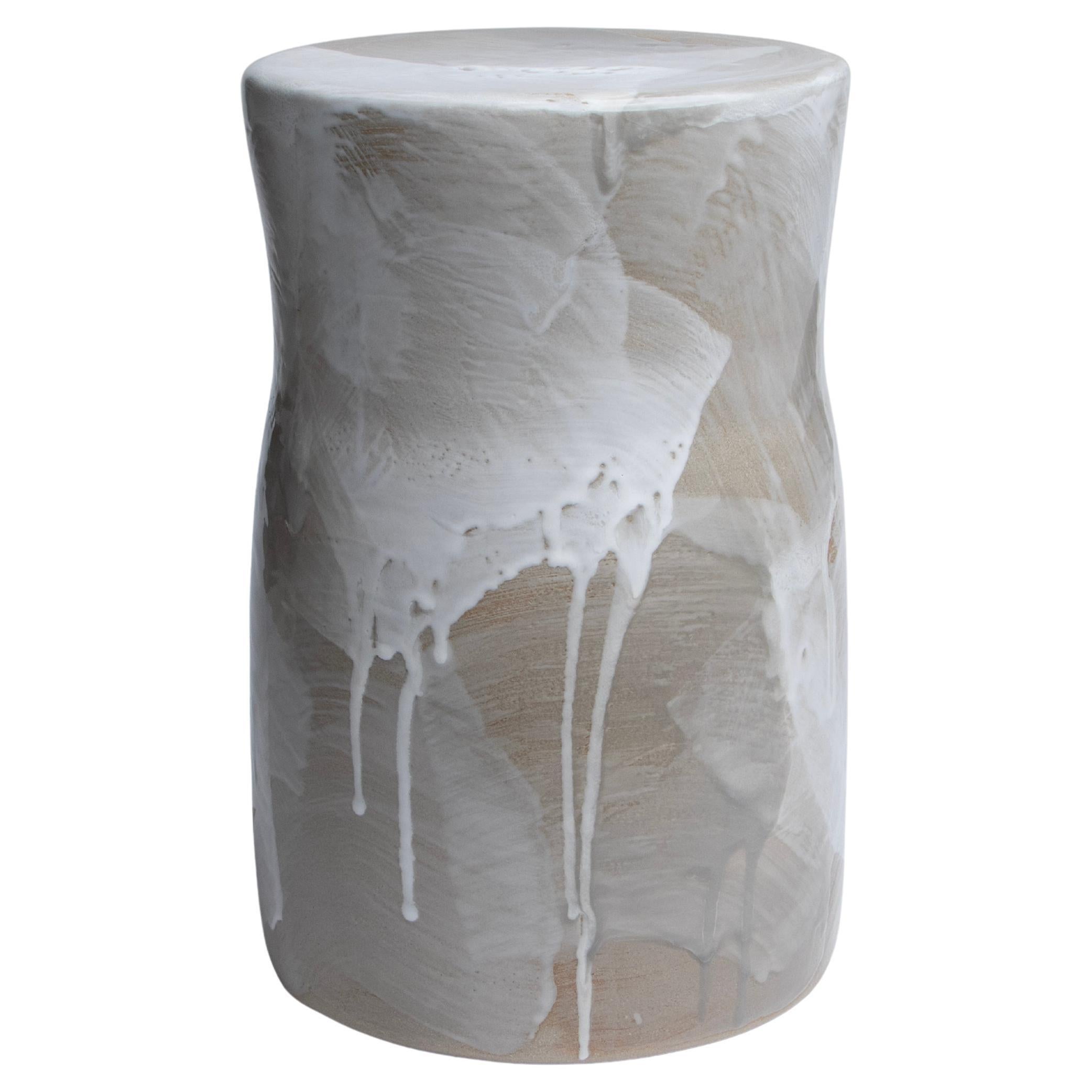 Nimbe 02 Glazed Stoneware Stool by Pascale Girardin