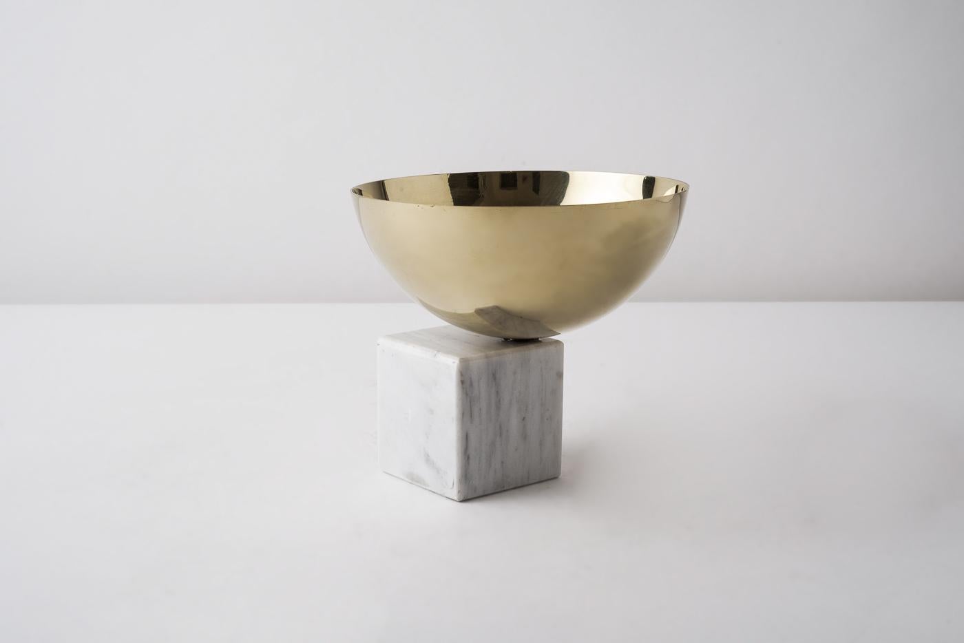 Nimbo Brass & White Marble Bowl For Sale 7