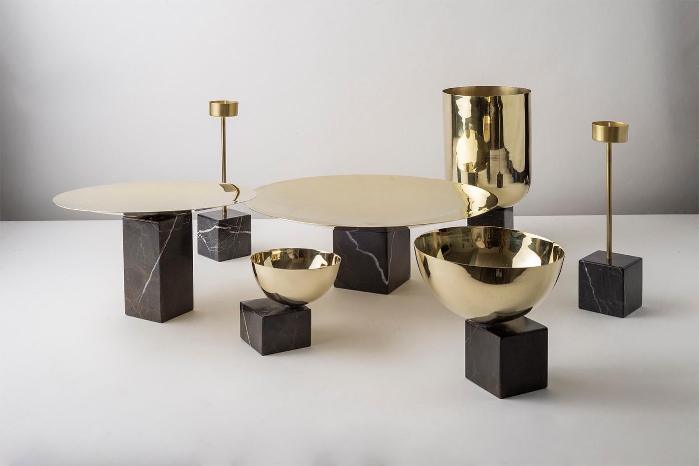 Contemporary Nimbo Brass & White Marble Bowl For Sale