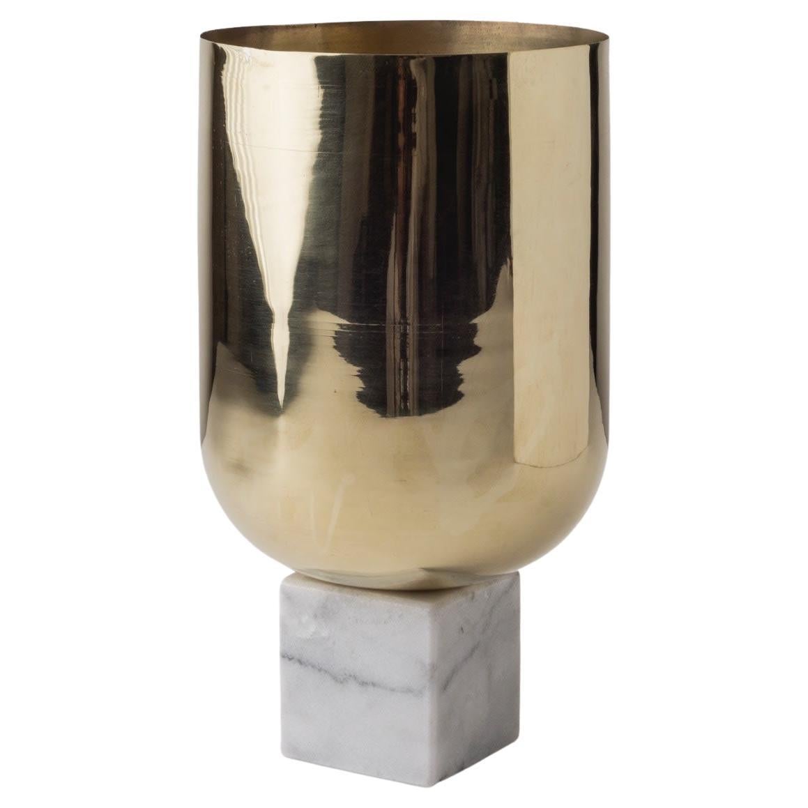 Nimbo Brass & White Marble Vase For Sale