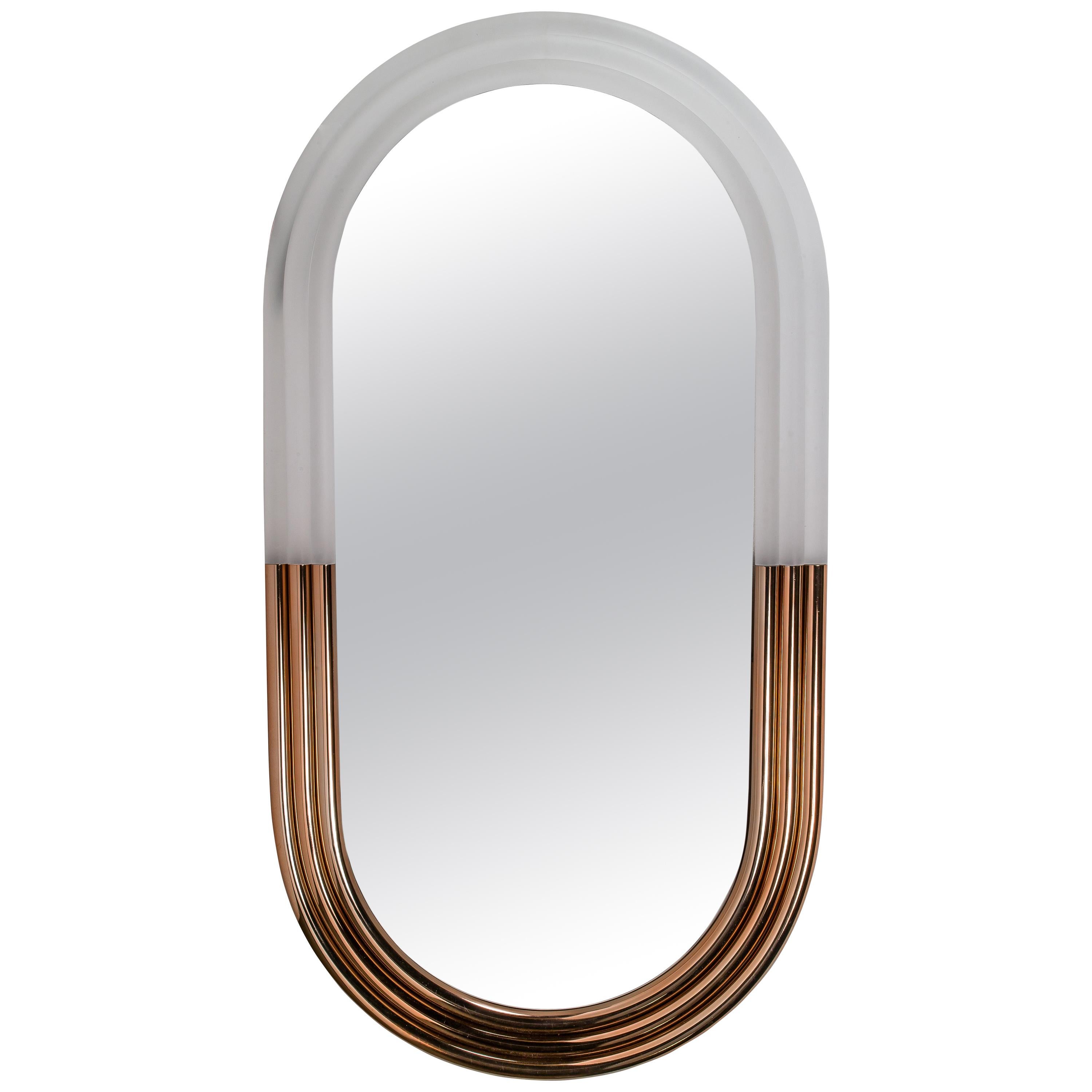 Nimbo Mirror with LED Light Half Metal Half Methacrylate