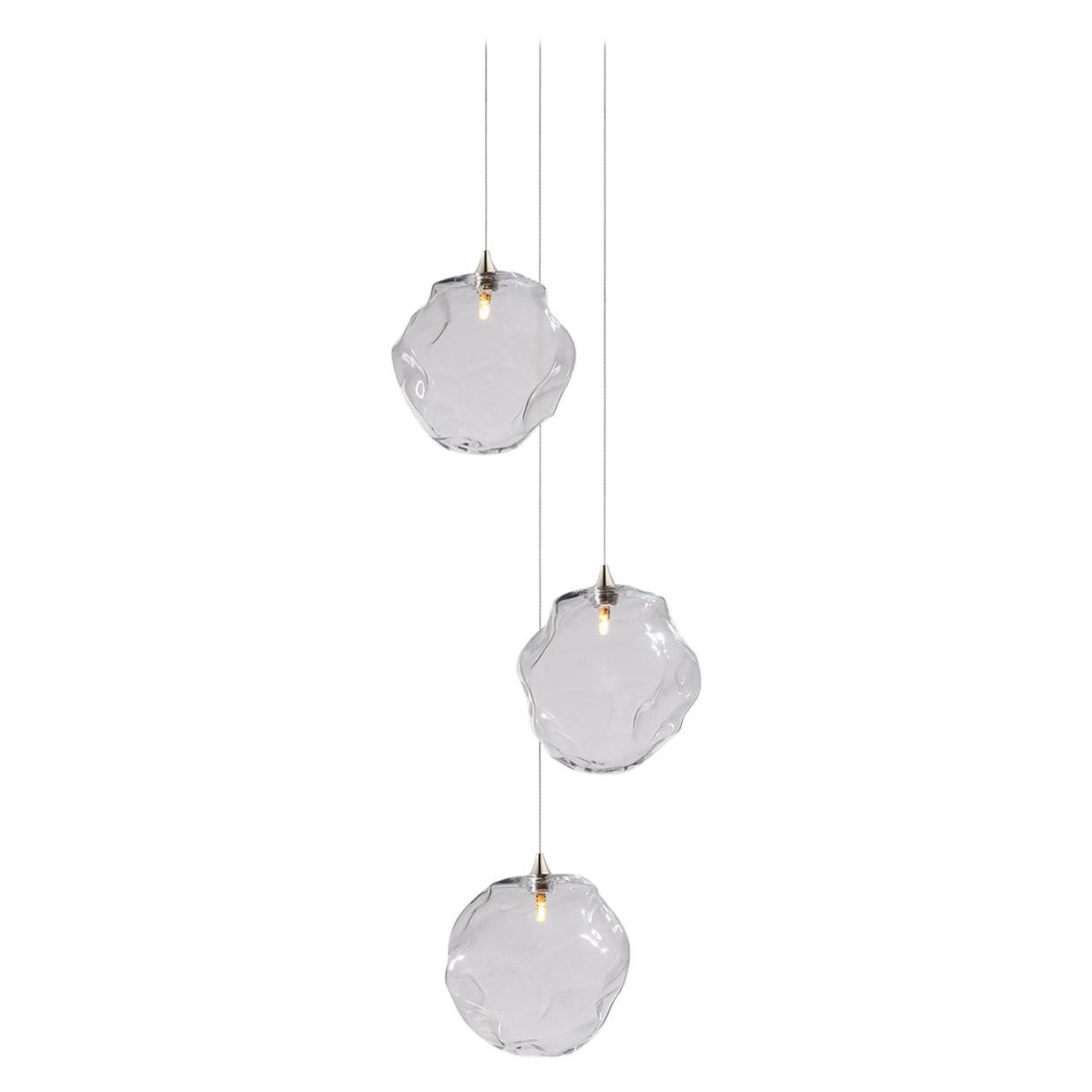 Nimbus 3, 8 Inches Dia Blown Glass Pendant Bedside Chandelier by Shakuff