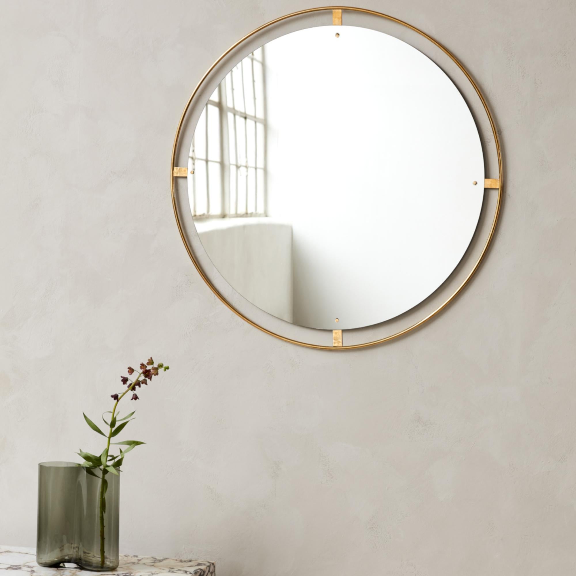 Nimbus Wall Mirror, Polished Brass In New Condition For Sale In San Marcos, CA