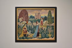 "The Visit", Nina Barka, Naive Art, Woman Artist, Painting 1972