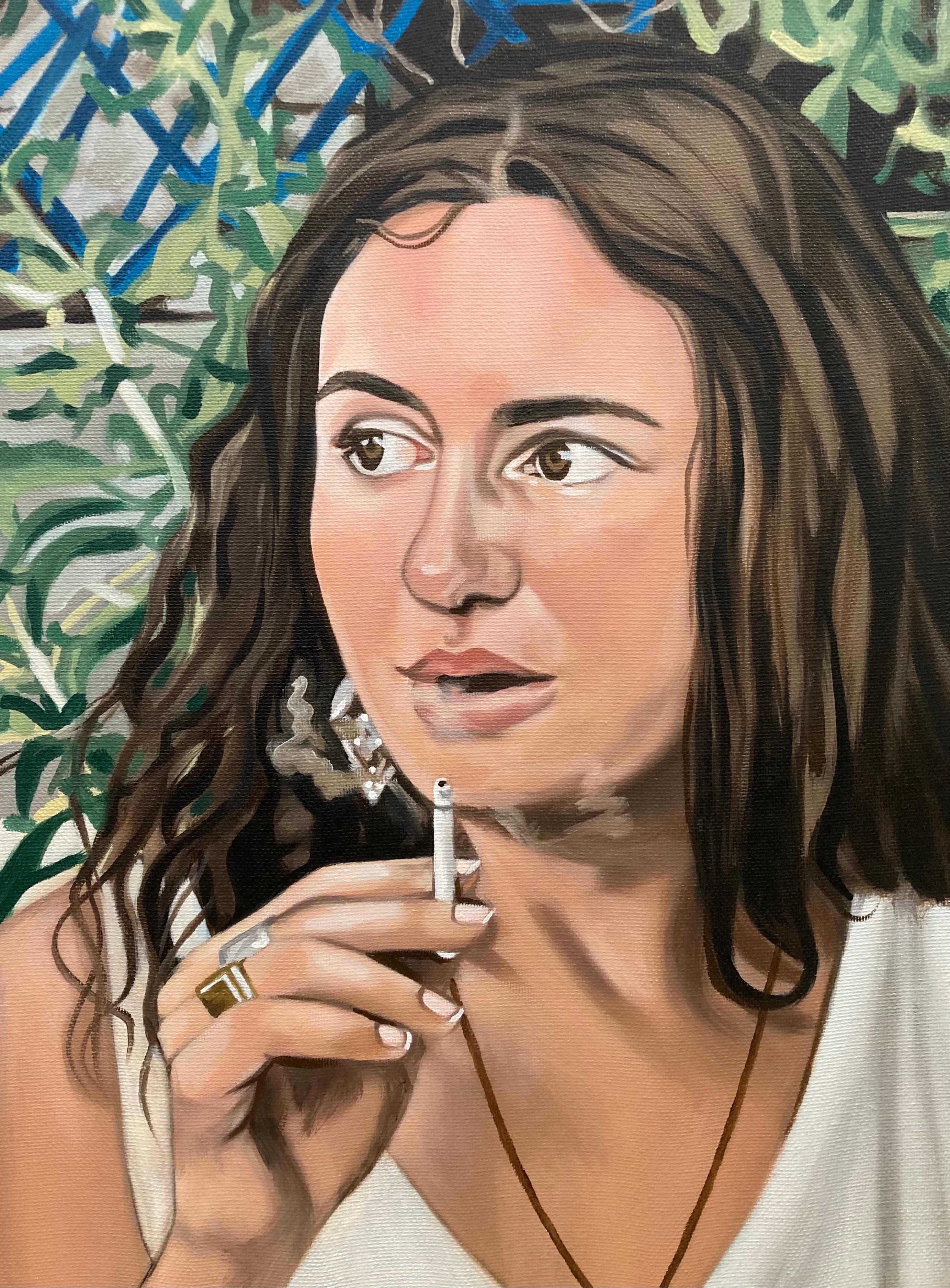 Nina Baxter Figurative Painting - Oil Painting on Canvas, Portrait Painting, Smoking Woman Painting