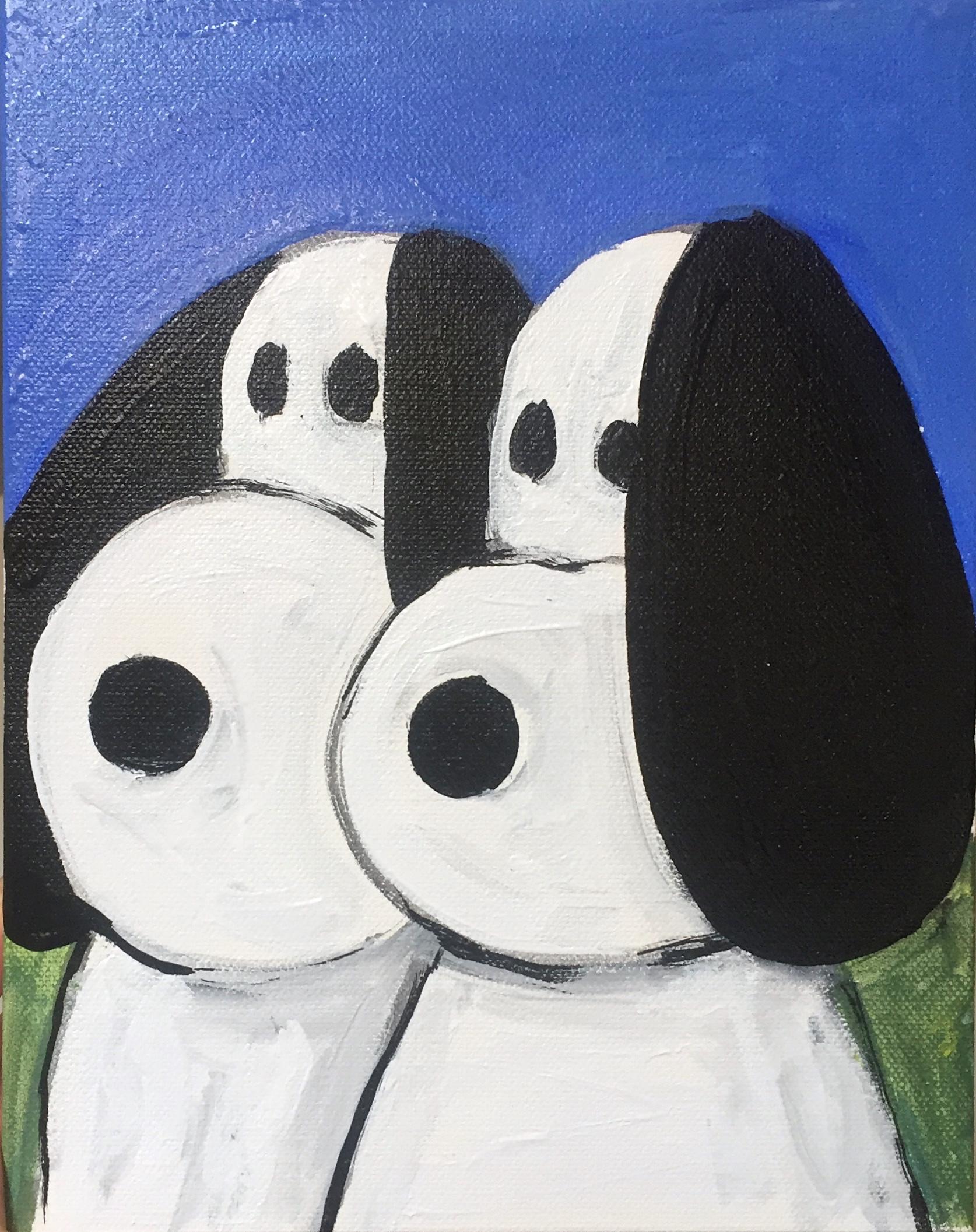 Portrait Painting Nina Bovasso - Double snoopy Snoopy Twins Snoopy  Couple Portrait sur toile